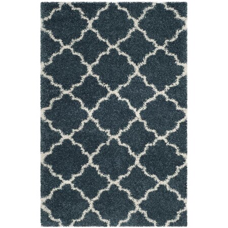 Flowers First 5 ft. 1 in. x 7 ft. 6 in. Hudson Shag Power Loomed Rug, Slate Blue & Ivory - Medium Rectangle FL1889484